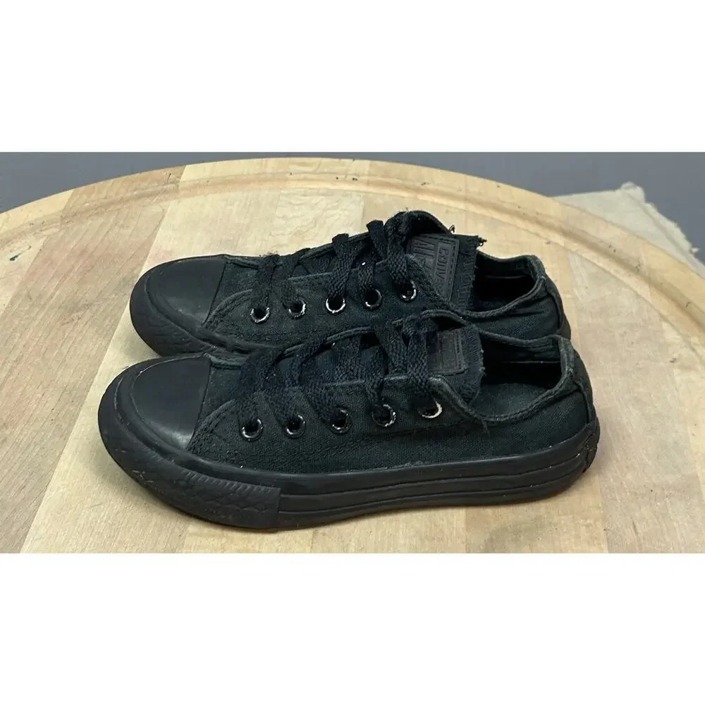 Converse All Star Shoes Youth Size 11 Black Low Top Canvas Sneakers Lace Up